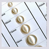 perlové vzorky velikostí